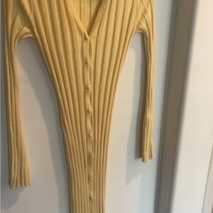 Missguided Petite Yellow Ribbed Midi Dress